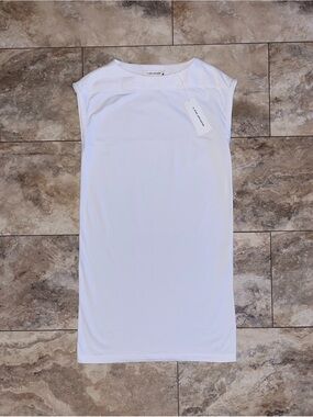 A_PLAN_APPLICATION Quilted Shoulder Dress Optical White Size Small